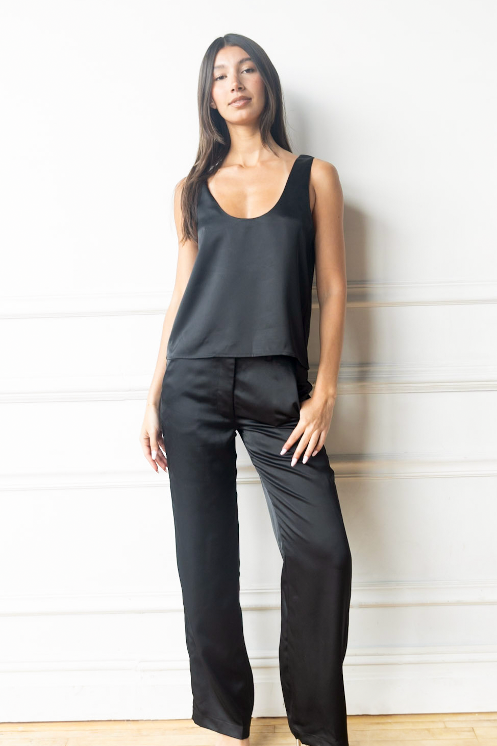 Satin Trouser in Black
