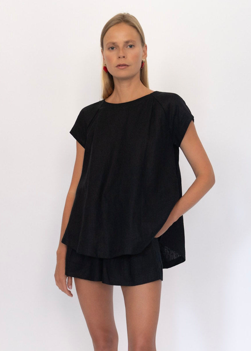 Linen Tunic in Black