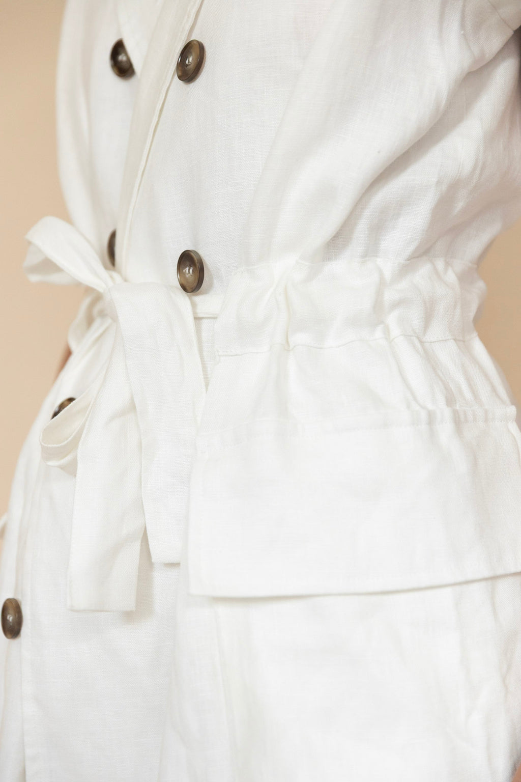 Linen Sleeveless Trench in Navy