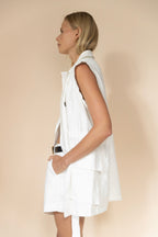 Linen Sleeveless Trench in Navy