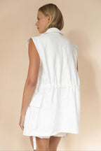 Linen Sleeveless Trench in Navy