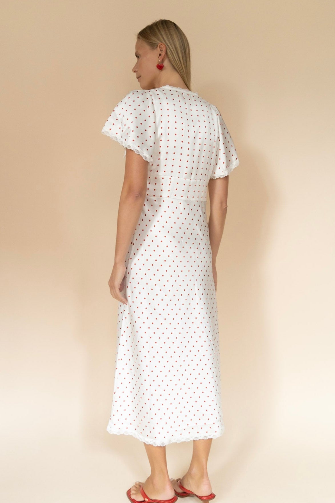 Silk Flutter- Sleeve Midi Dress