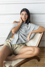 Cashmere Poncho in Morning Fog