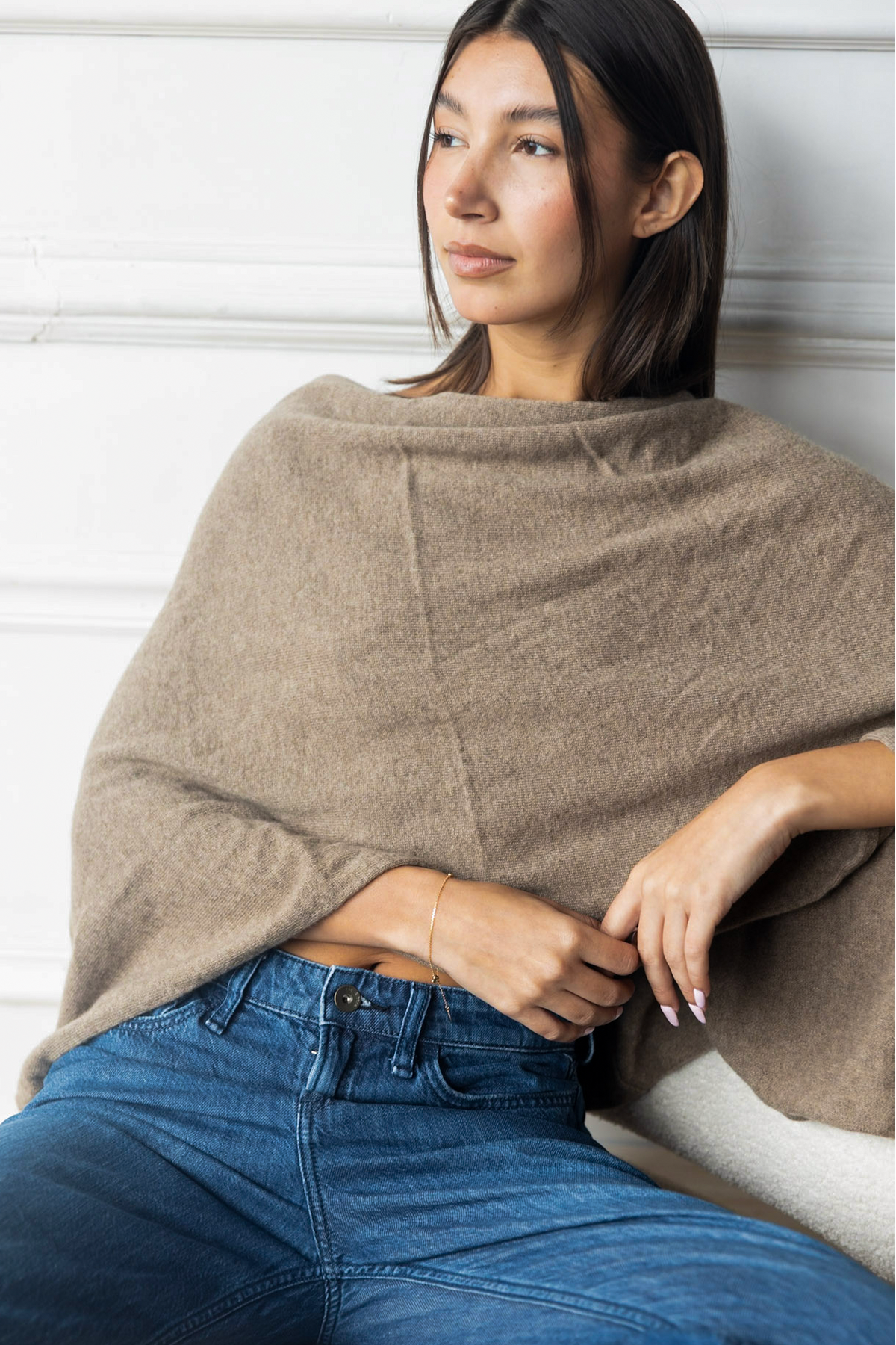 Cashmere Poncho in Weathered Cedar