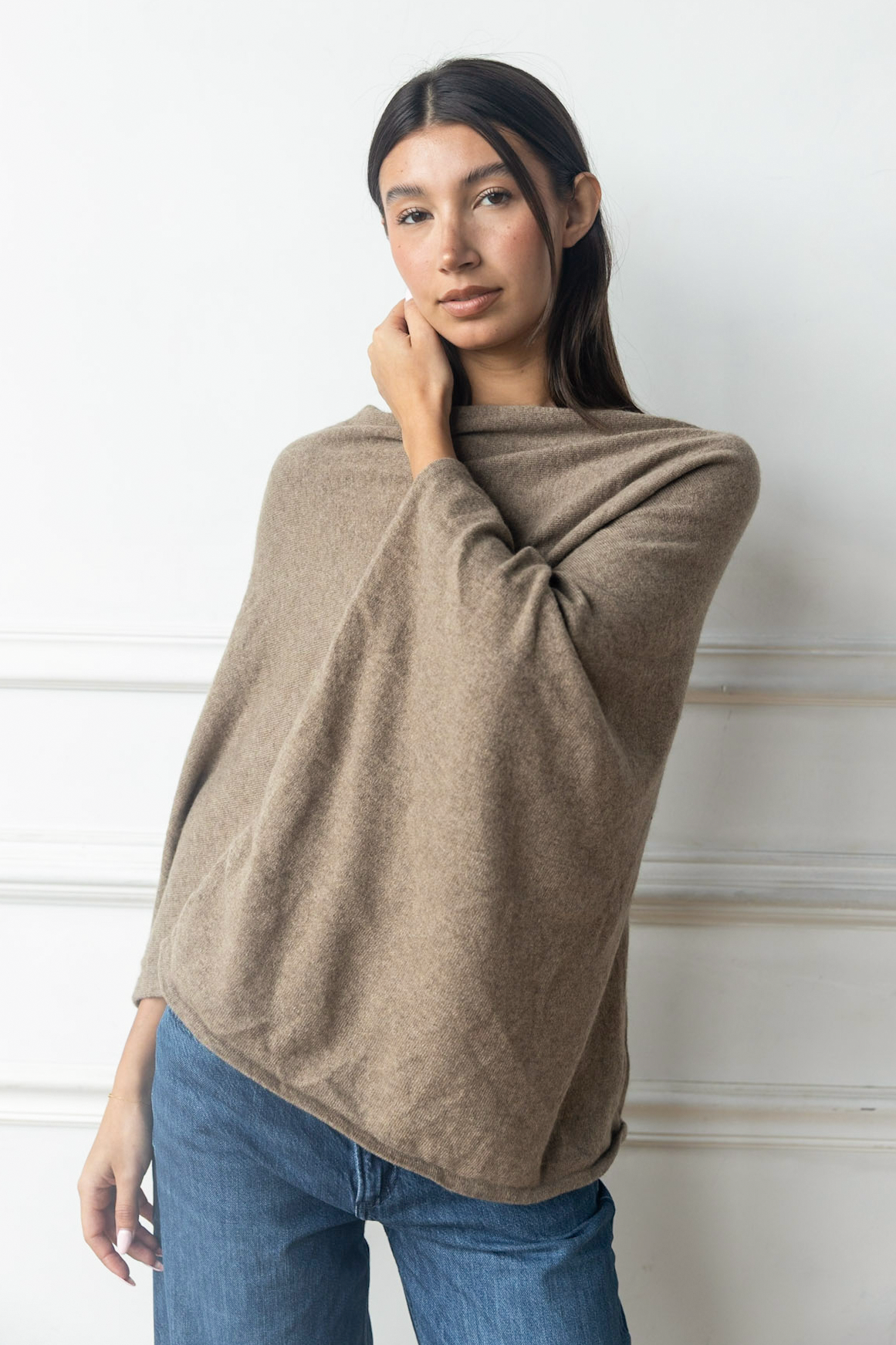 Cashmere Poncho in Weathered Cedar