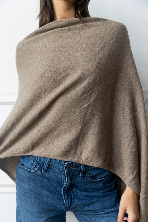 Cashmere Poncho in Weathered Cedar